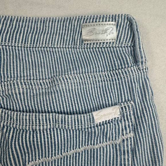 Seven 7 Sunset Bermuda Shorts Womens Size 12 White Blue Stripe High Rise - Picture 9 of 10